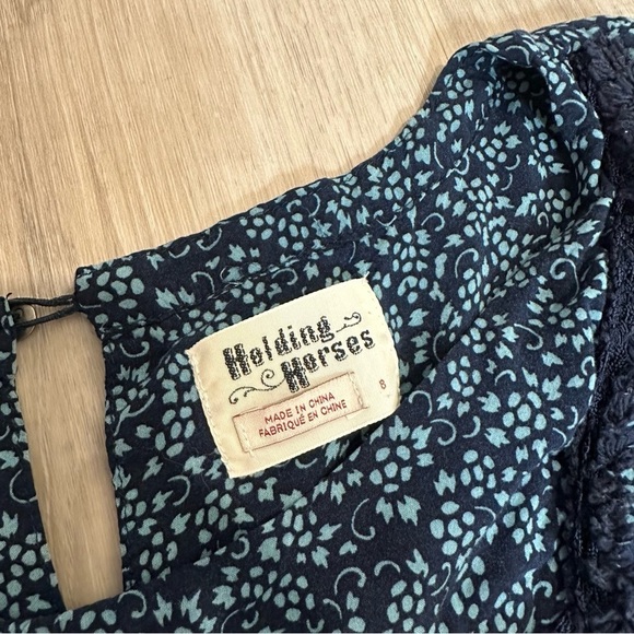 Anthropologie Holding Horses prairie blue long sleeve ruffle mini dress boho 8 - Picture 2 of 7